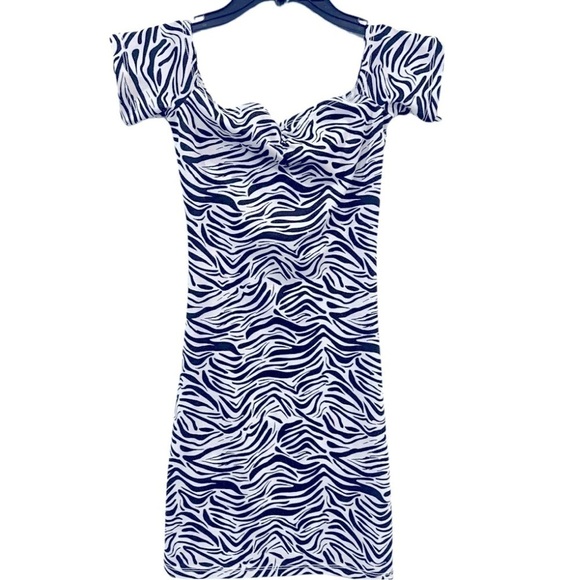 Womens Zebra Print short  Sleeve  Mini Bodycon Dress. SZ  XSmall - Picture 1 of 3